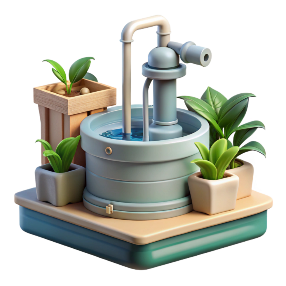 vibrant modern Hydroponic System with Water Pump Detail Cutout professional png
