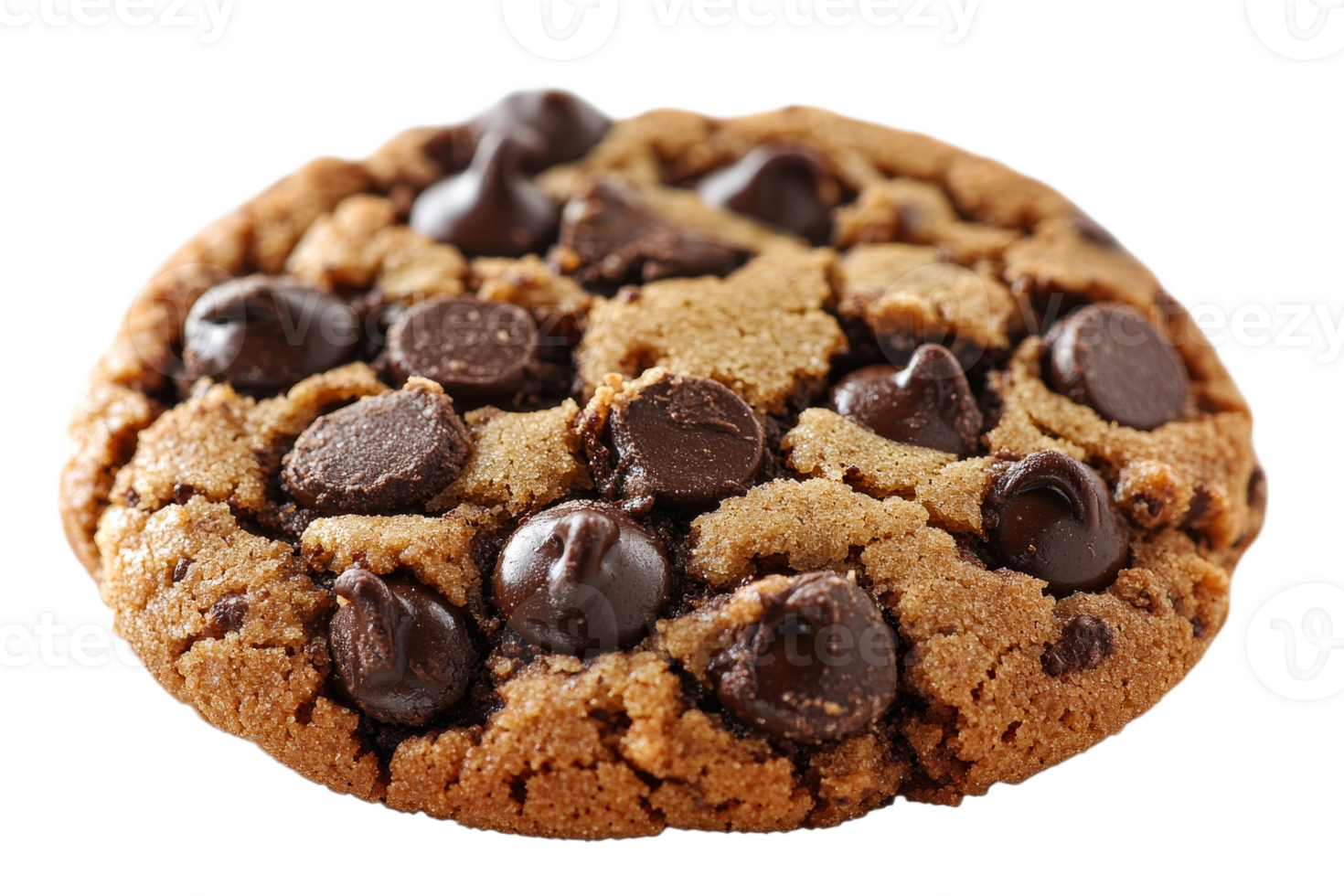 Delicious chocolate chip cookie with gooey chips png