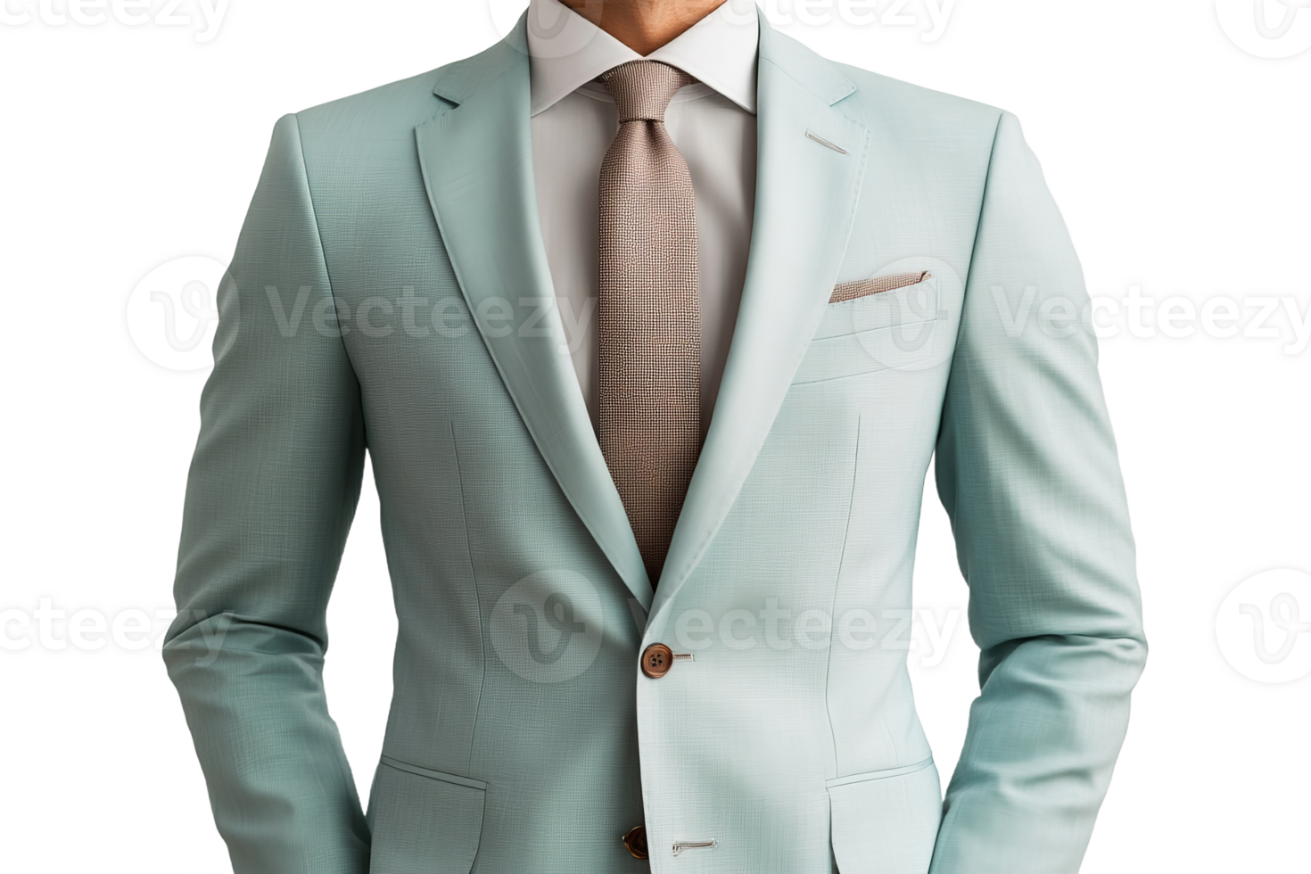 Stylish man in light blue suit with neutral tie png