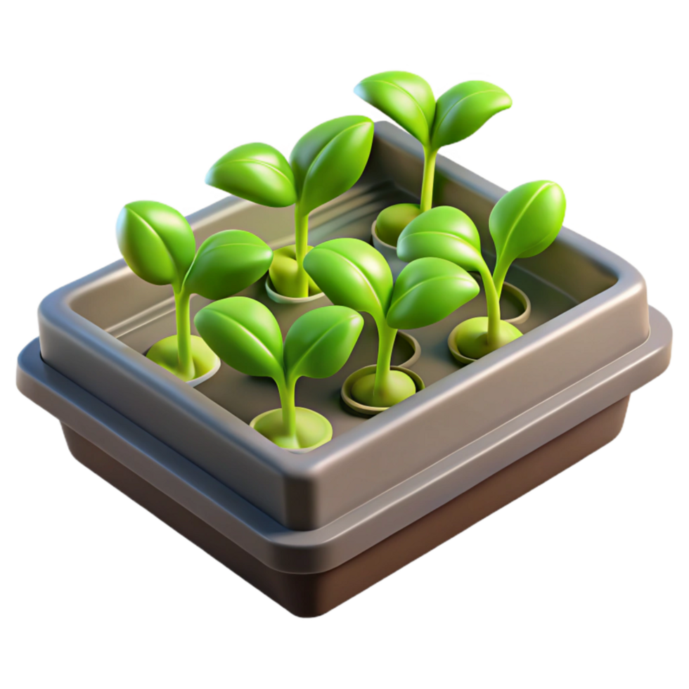 magnificent traditional Hydroponic Tray Isolated with Green Sprouts exclusive png