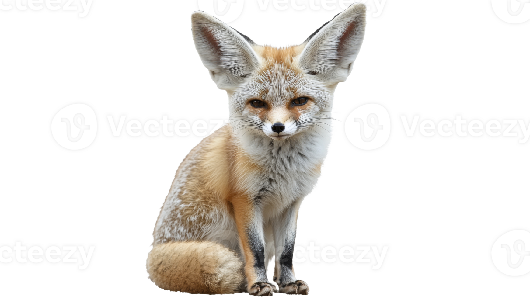 Fox with large ears sitting on a white background png