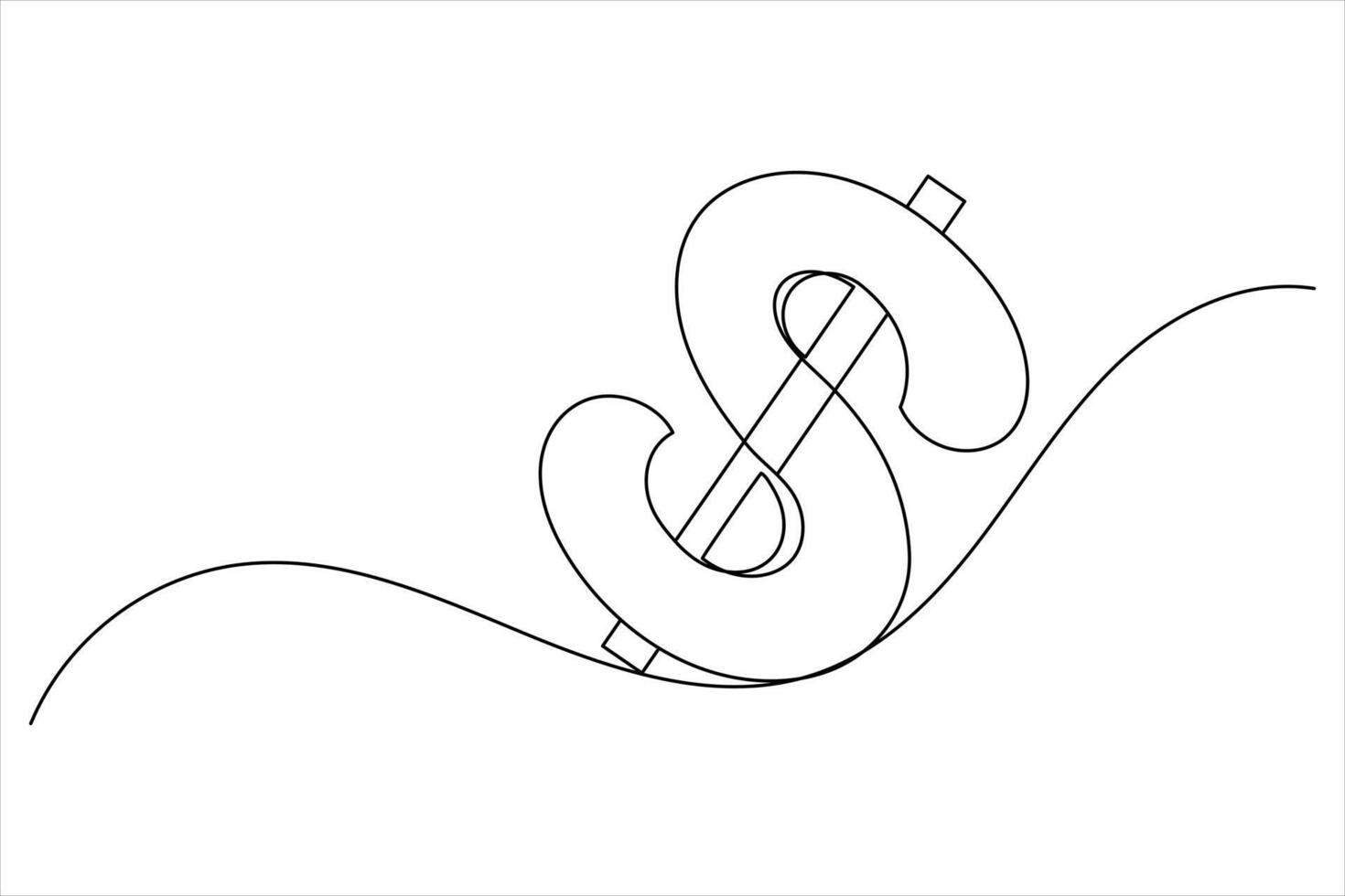 Dollar icon one line drawing vector