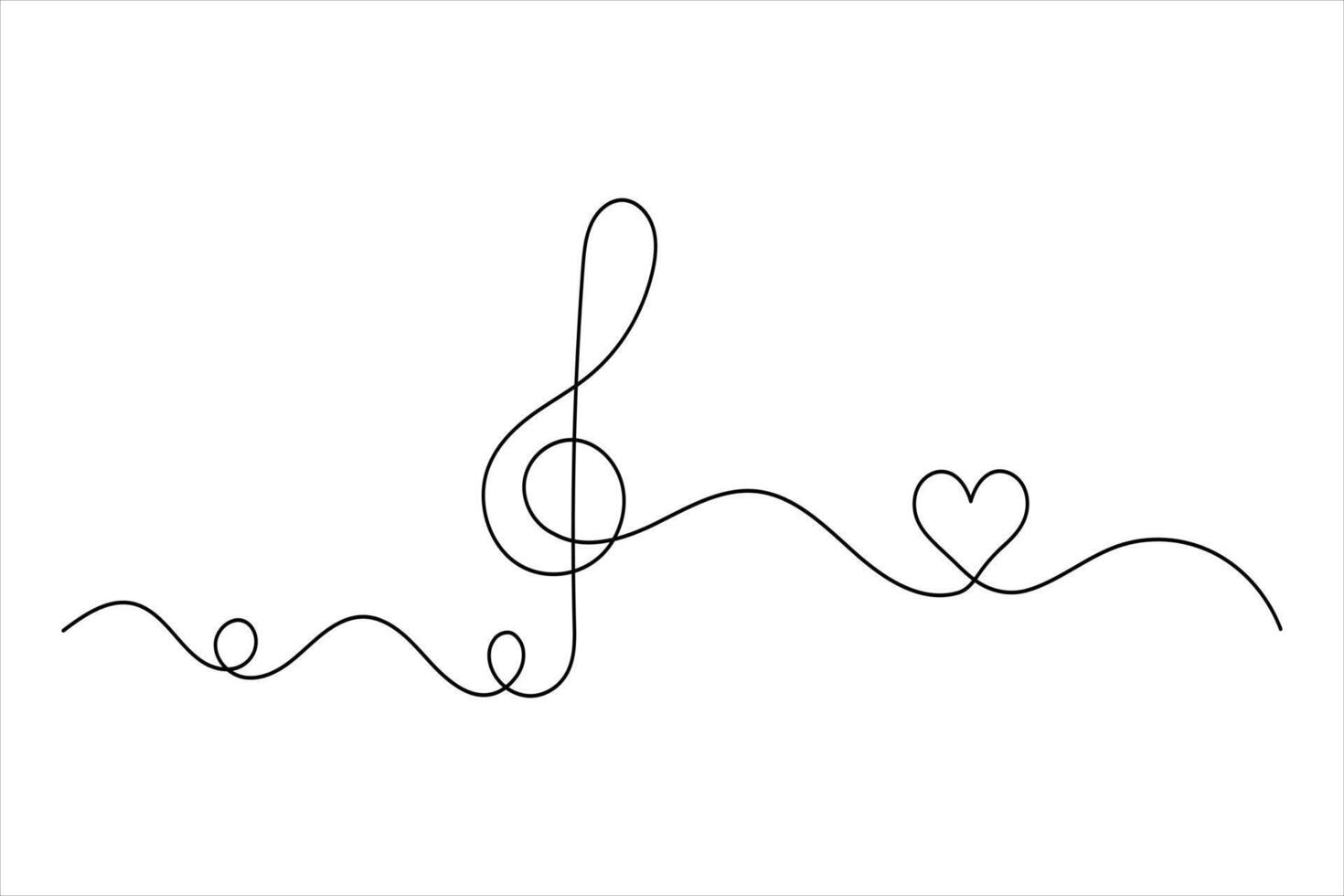 Music notes one line art design vector