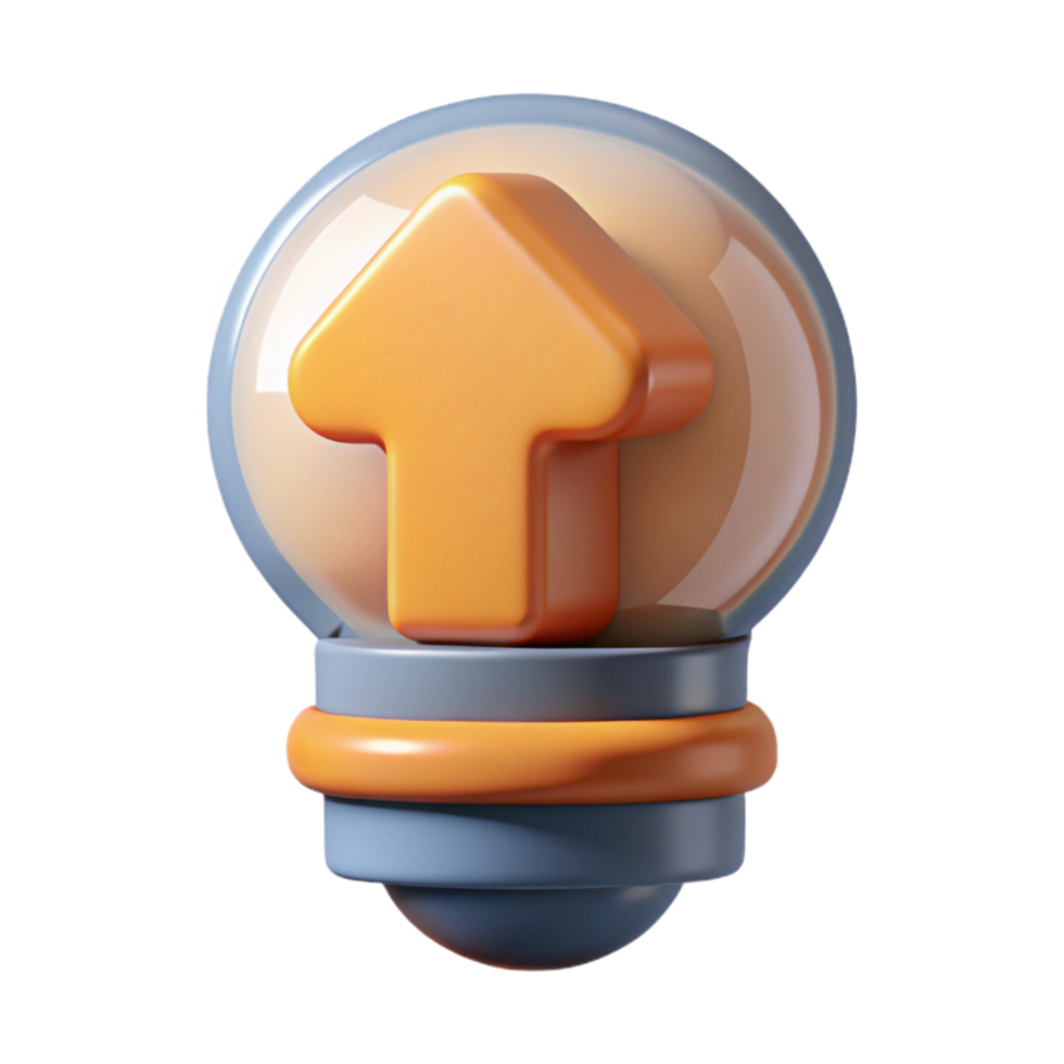 vibrant artistic Idea Development Icon Cutout with Upward Arrow and Transparent Background genuine png