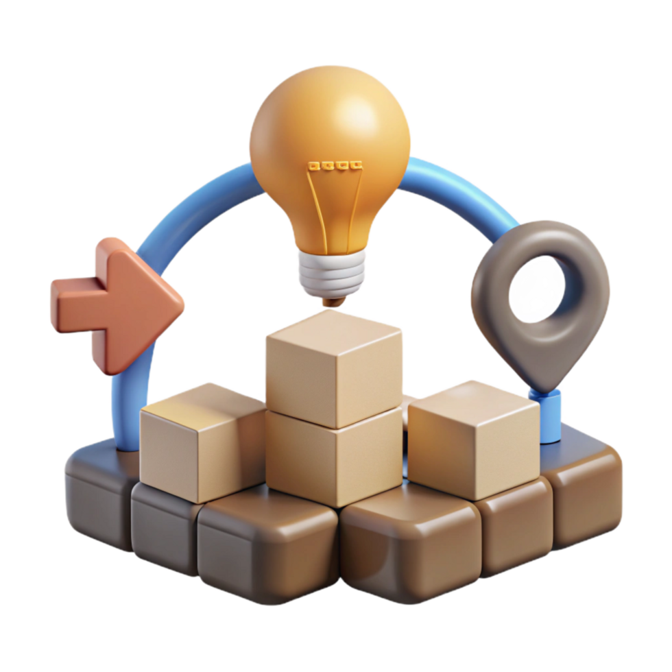 beautiful artistic Idea Development Process Diagram Cutout with Steps and Arrows premium png