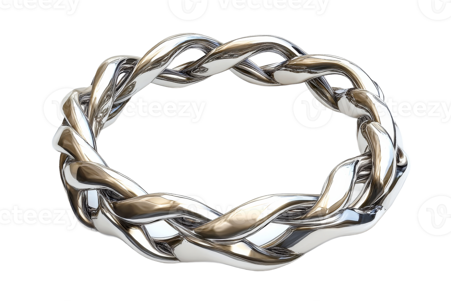 Unique woven silver ring with intricate design png