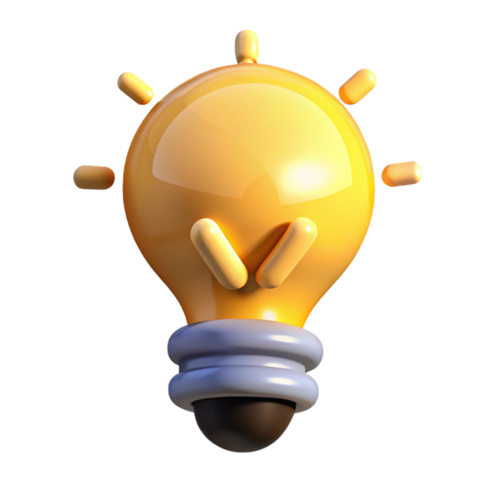 impressive modern Idea Light Bulb Icon Transparent Background with Soft Glow detailed png
