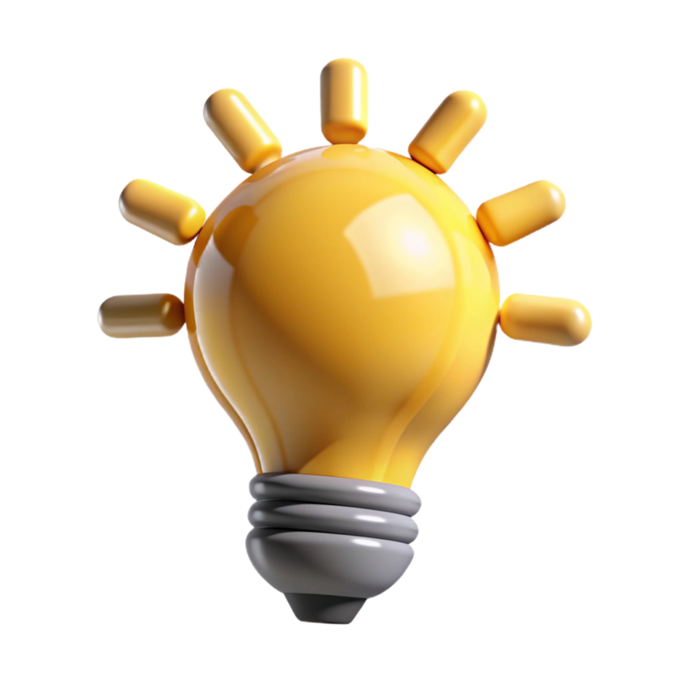 dramatic minimalist Idea Light Bulb Icon Transparent Background with Soft Glow high resolution png