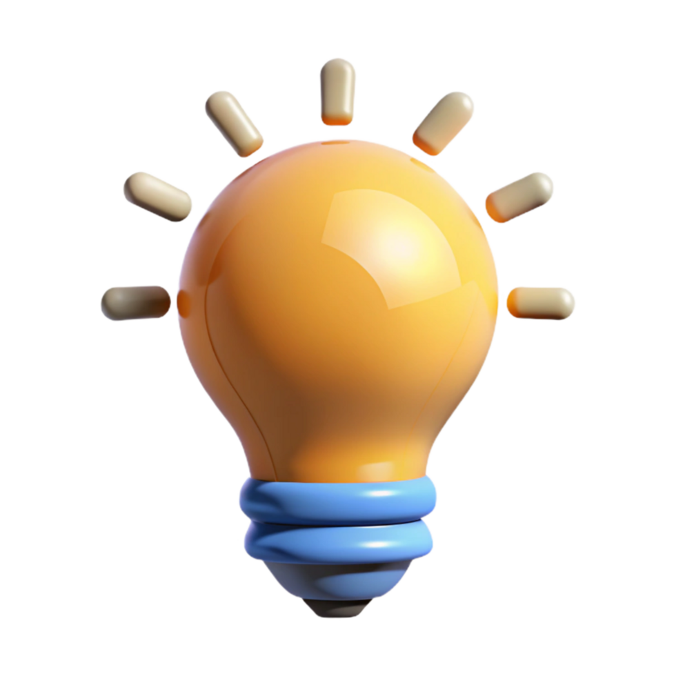 vibrant classic Idea Light Bulb Icon Transparent Background with Soft Glow png