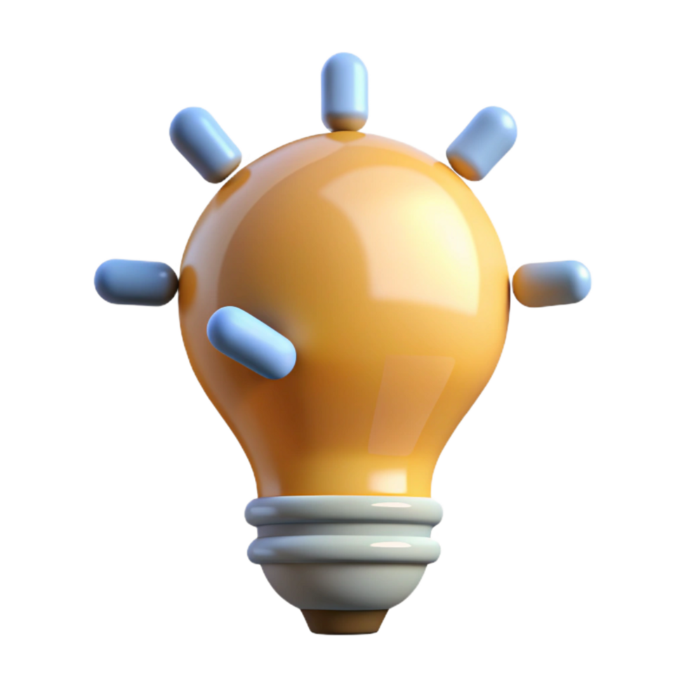 vibrant classic Idea Light Bulb Icon Transparent Background with Soft Glow exclusive png