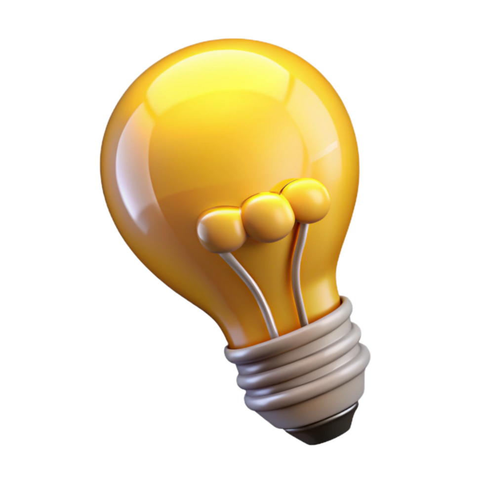 beautiful vintage Idea Light Bulb Isolated with Bright Yellow Filament and Transparent Background premium png