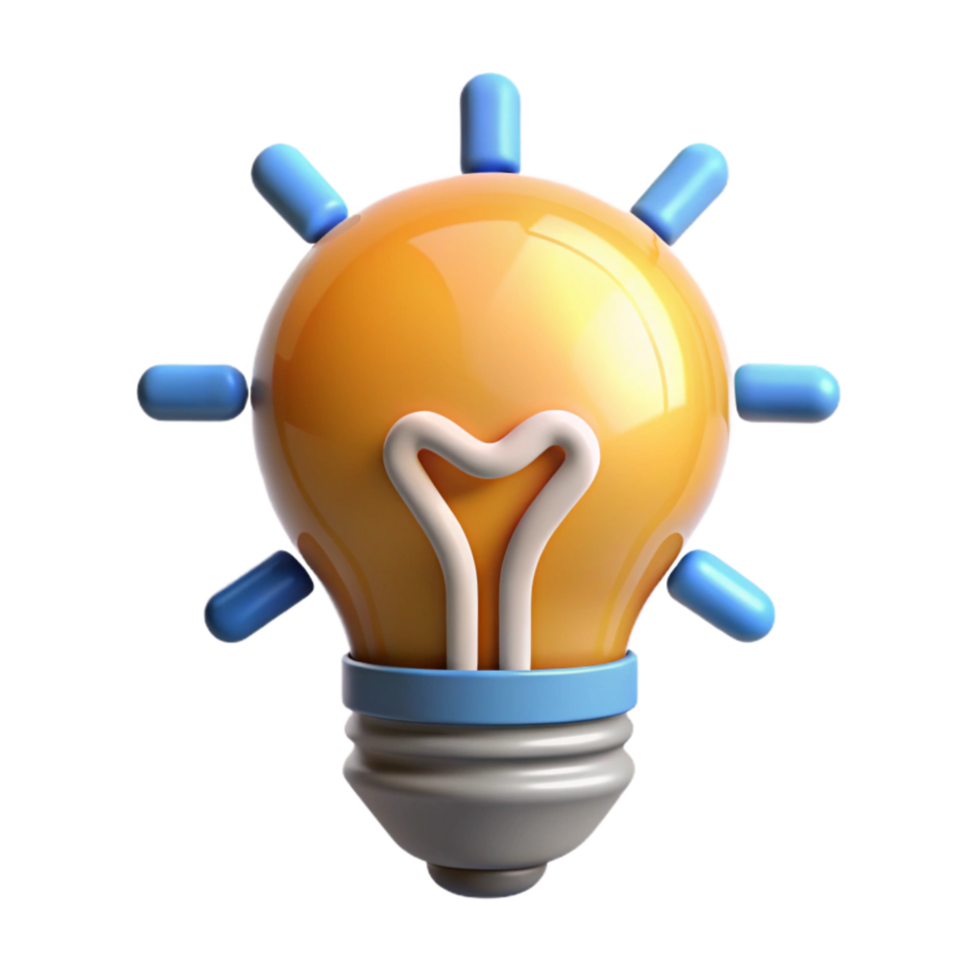 beautiful minimalist Idea Light Bulb Symbol Isolated with Bright Glow and Transparent Background detailed png