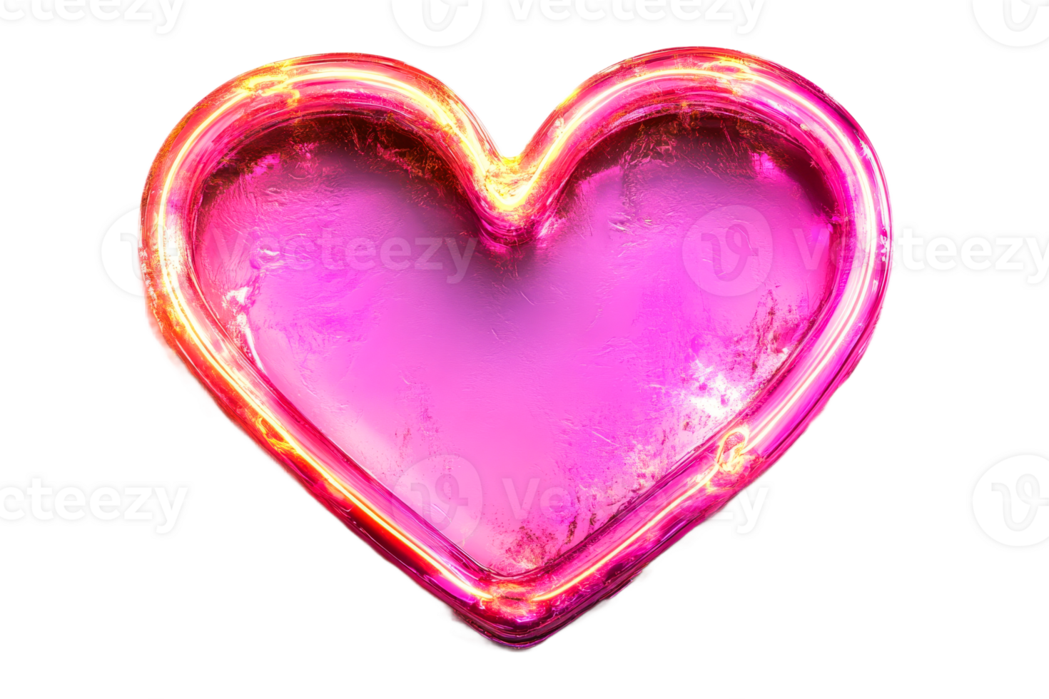Bright pink heart design with glowing edges png