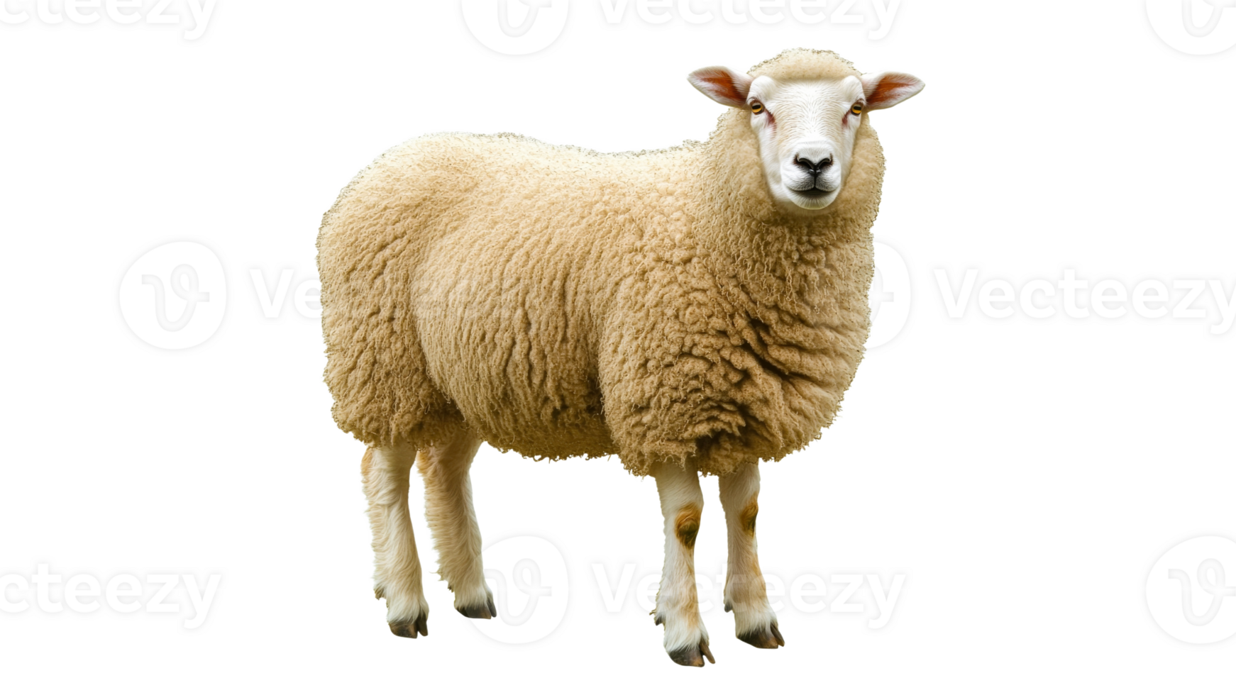 Sheep standing calmly cut out on transparent background png