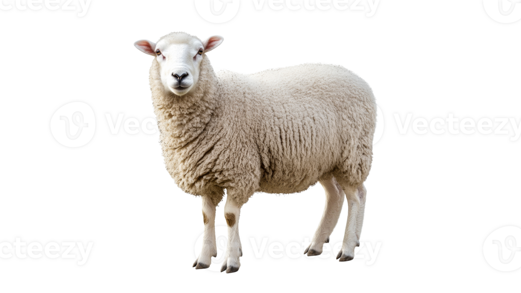 Sheep standing calmly cut out on a transparent background png