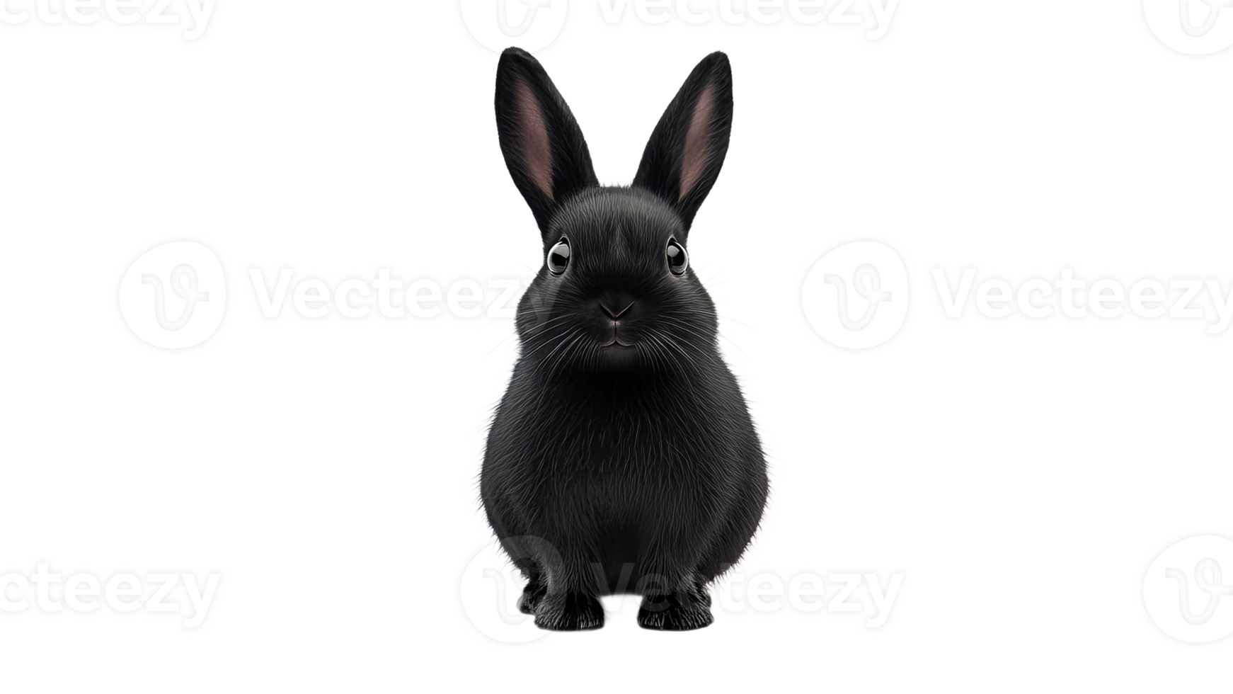 Black rabbit sitting on a white background png