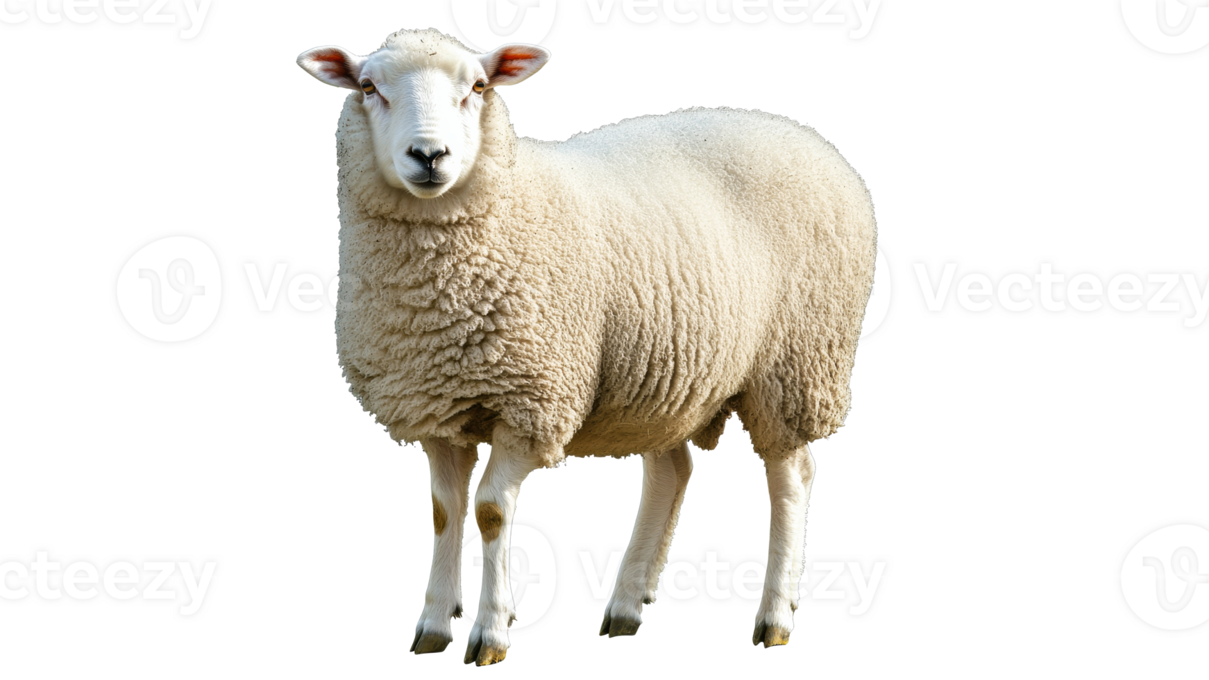 Fluffy sheep standing on a white background png