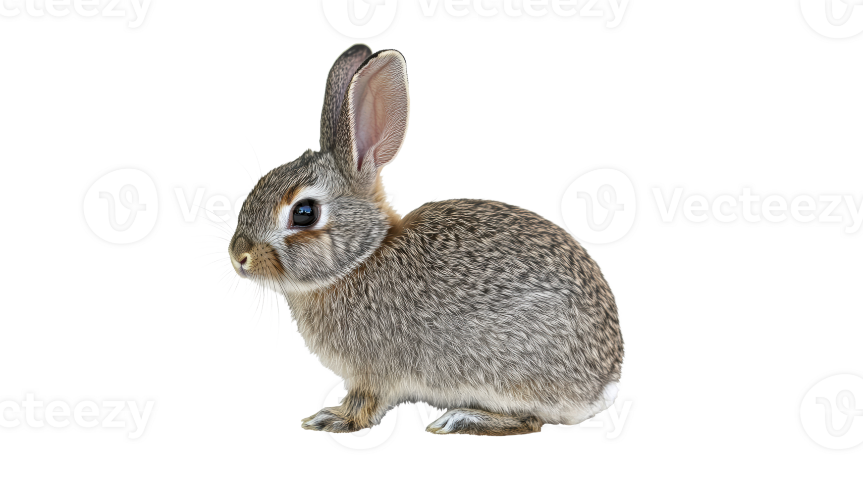 Cute gray rabbit sitting quietly for the camera png