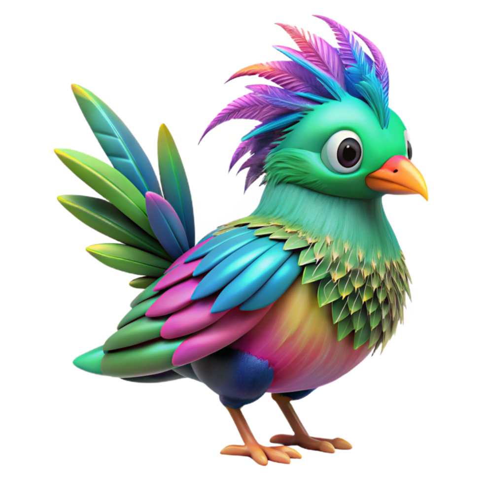 magnificent rustic Imagination Bird Transparent Background with Colorful Feathers original png
