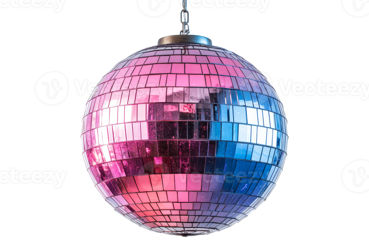 Colorful disco ball hanging from ceiling png