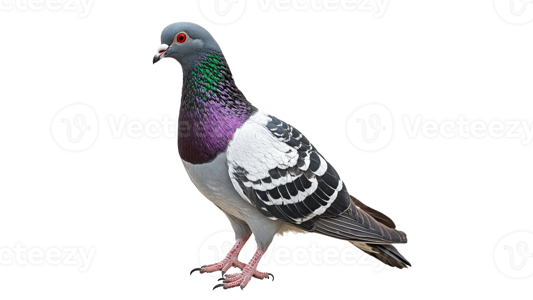 Colorful pigeon standing gracefully on a surface png