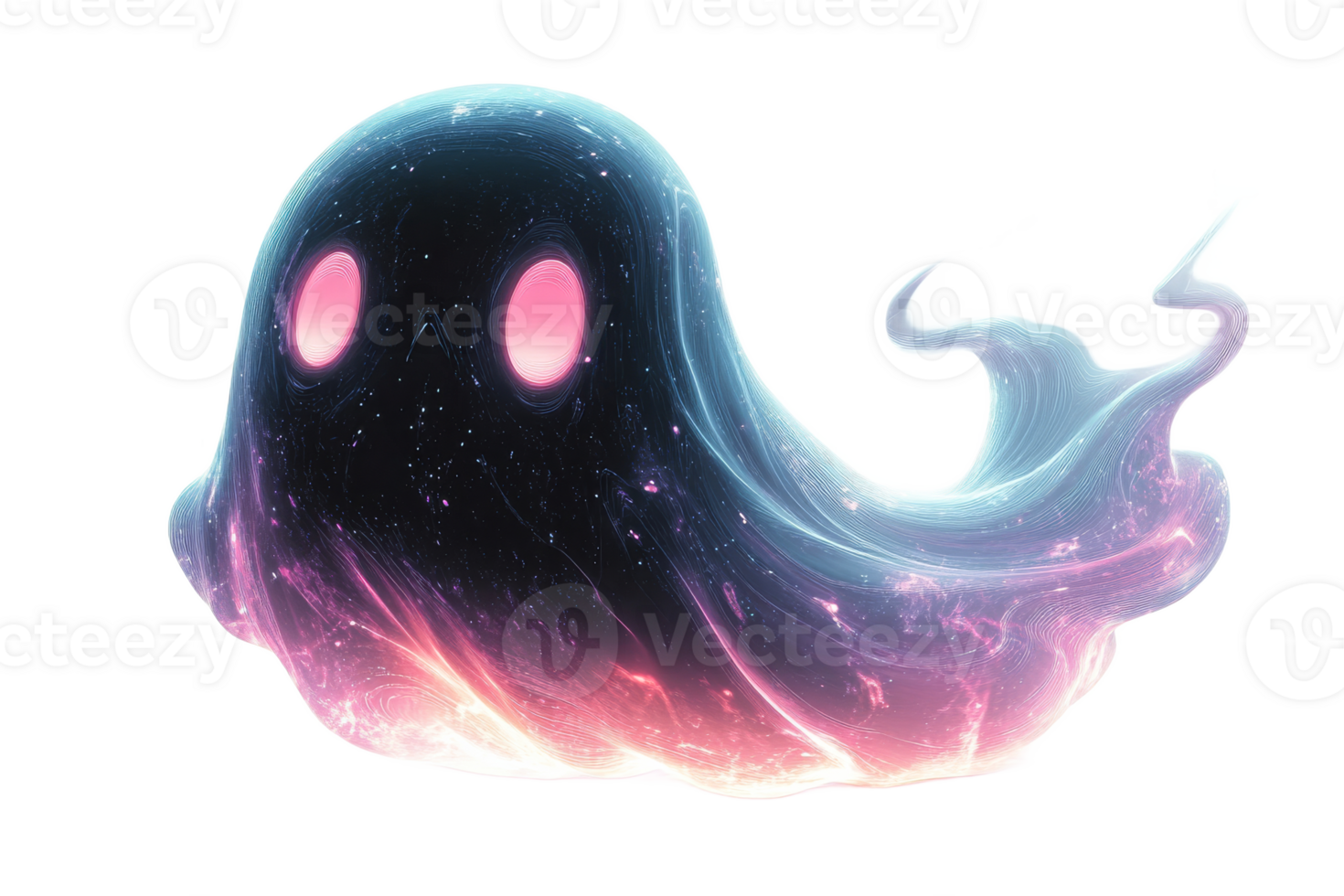 Ethereal ghost floating in a cosmic realm png