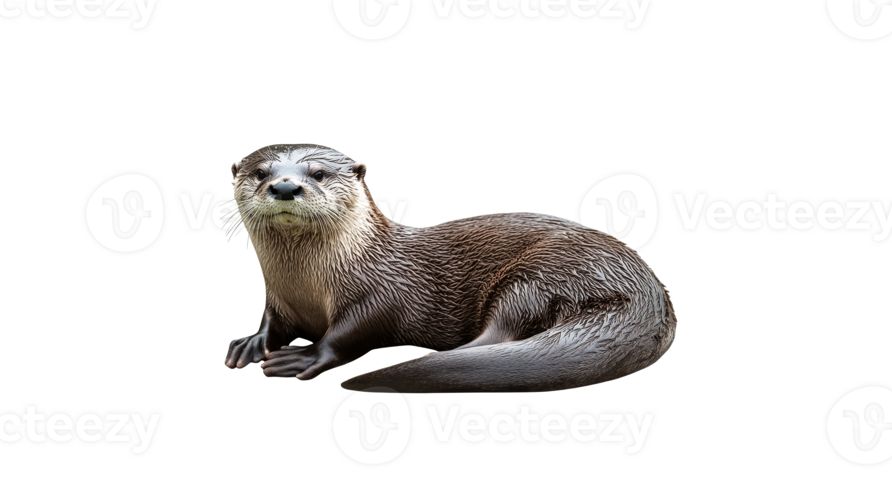 Otter relaxing on the shore during sunny day png