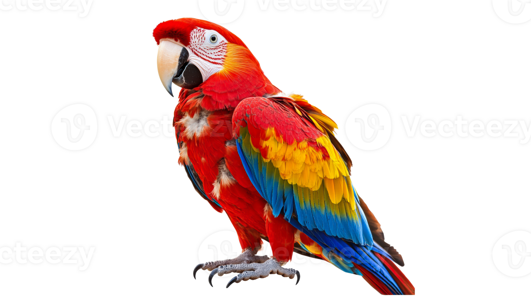 Colorful parrot perched with vibrant feathers transparent png