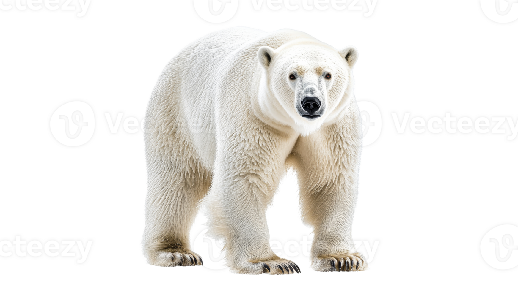 Polar bear walking on a bright white background png