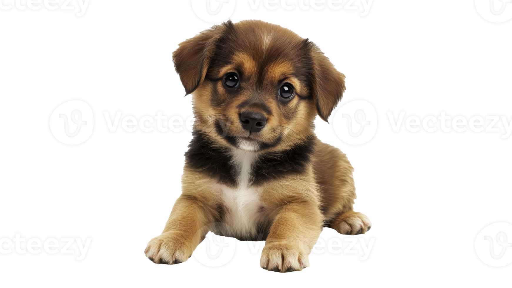 Cute puppy resting on white background png