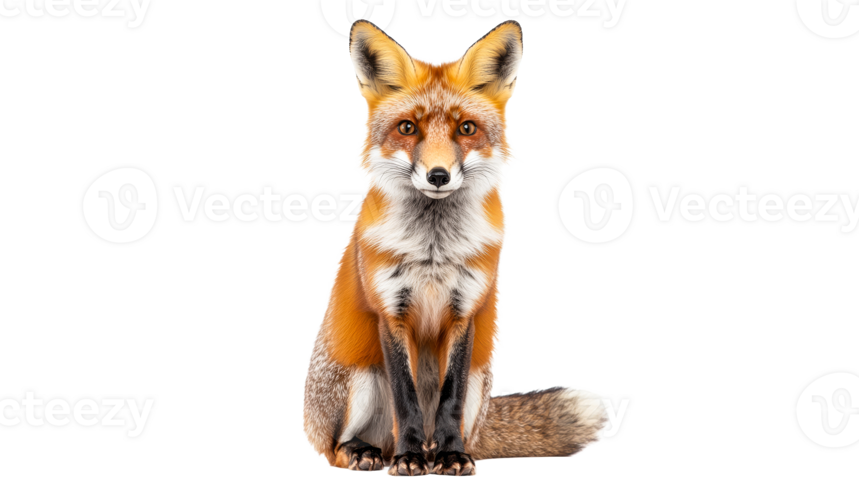 Red fox sitting calmly on plain background png