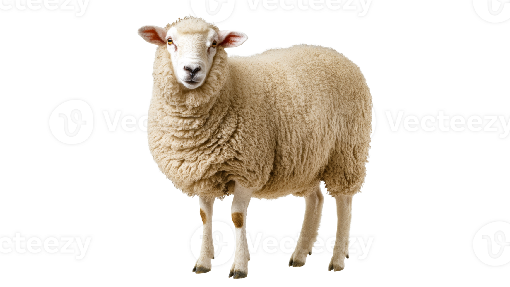 Soft and fluffy sheep standing on white background png
