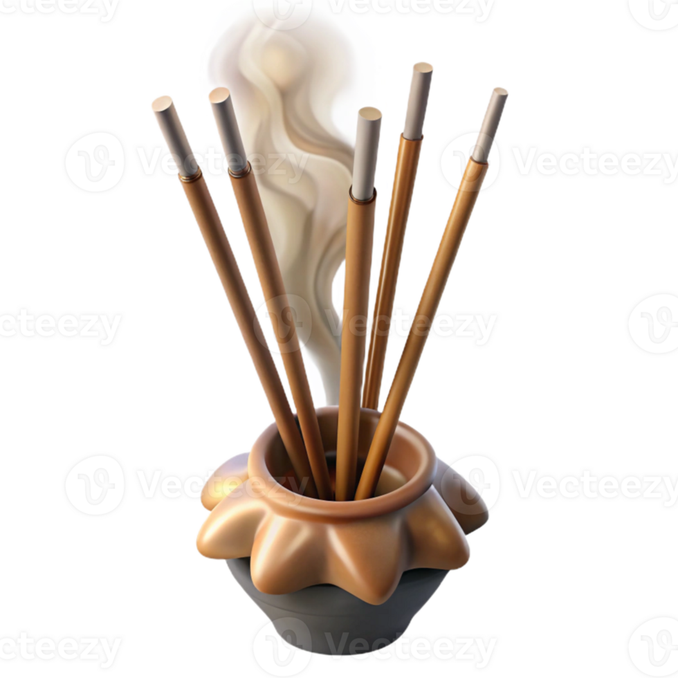 elegant abstract Incense Sticks Burning Cutout with Smoke high quality png
