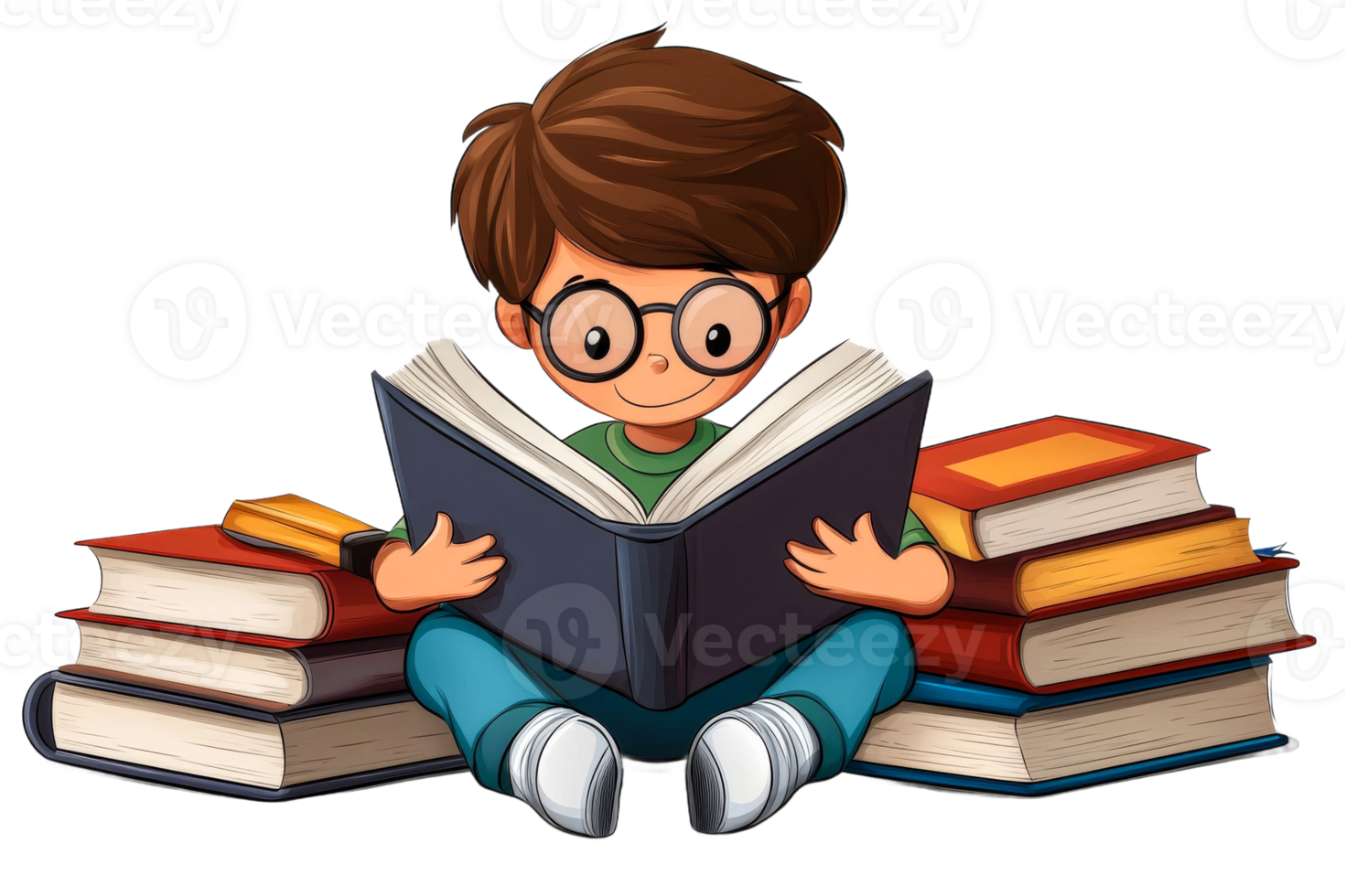 Children enjoy reading books in a cozy setting png