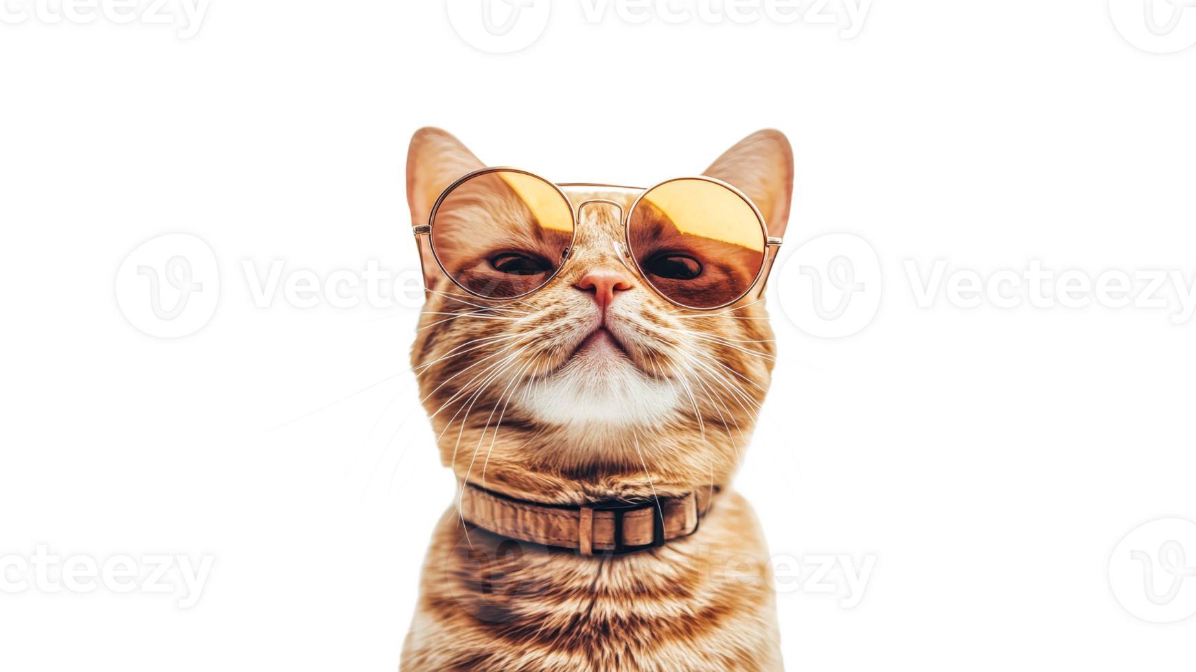Cat wearing sunglasses poses confidently indoors png