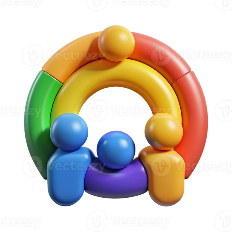 serene vintage Inclusive Community Icon Transparent Background Rainbow Colors professional png