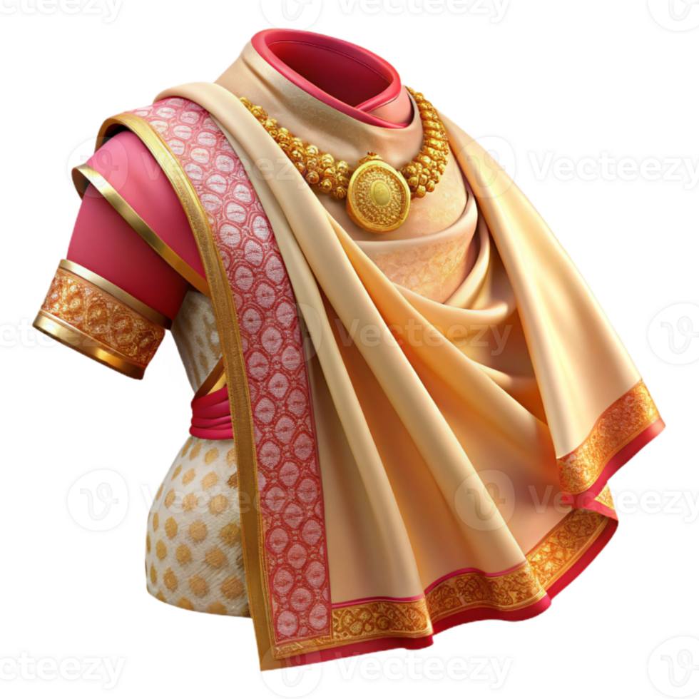 serene creative Indian Sari Design Element Transparent png