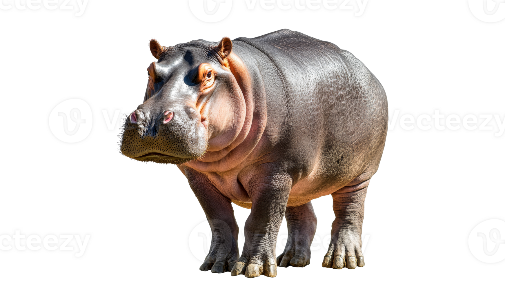 Hippo standing calmly on a bright background png