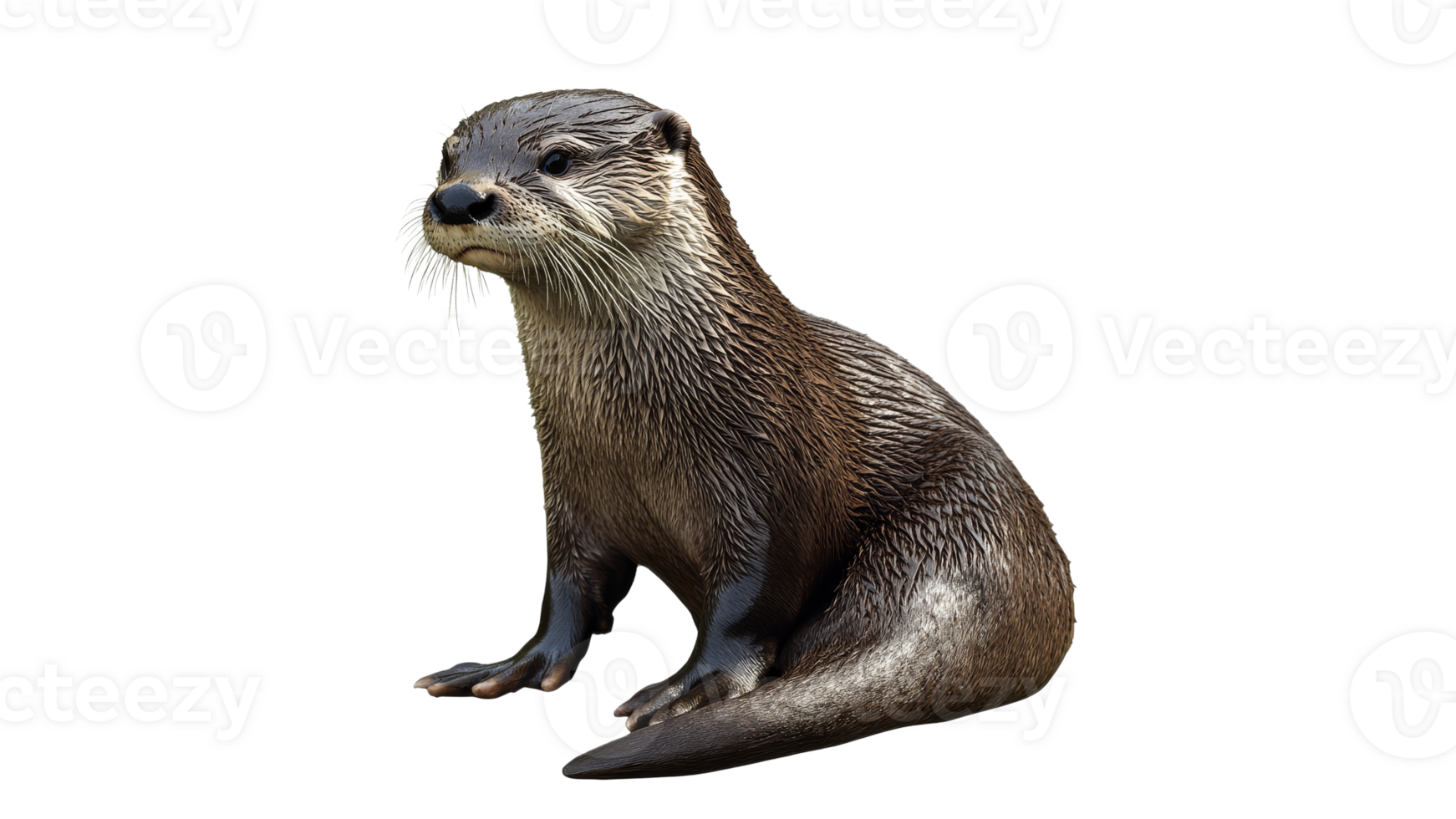 Otter resting naturally on white png