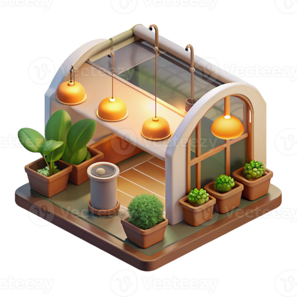 serene modern Indoor Farming System Illustration Modern Style Transparent Background original png