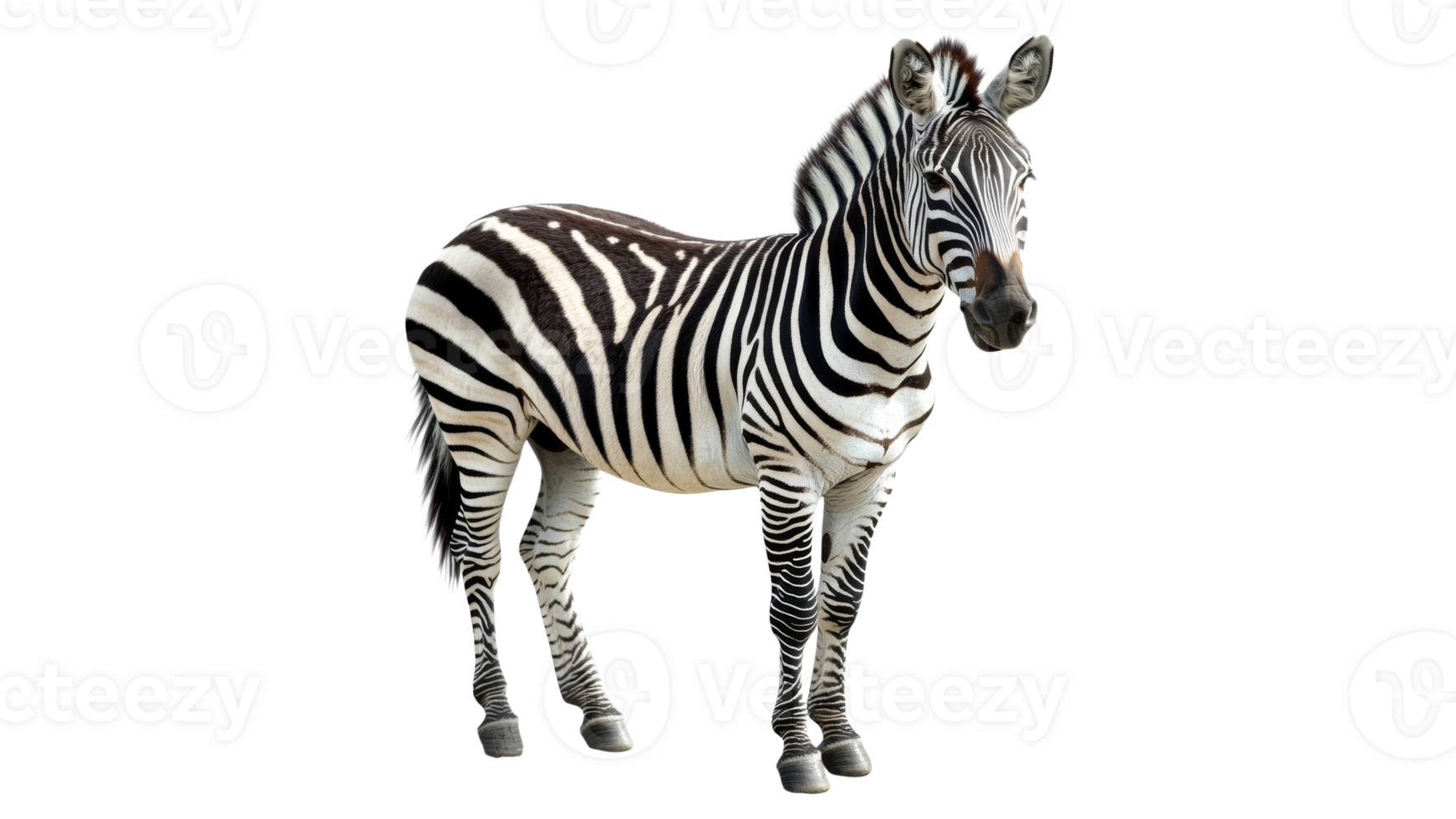 Zebra in natural pose on white background png