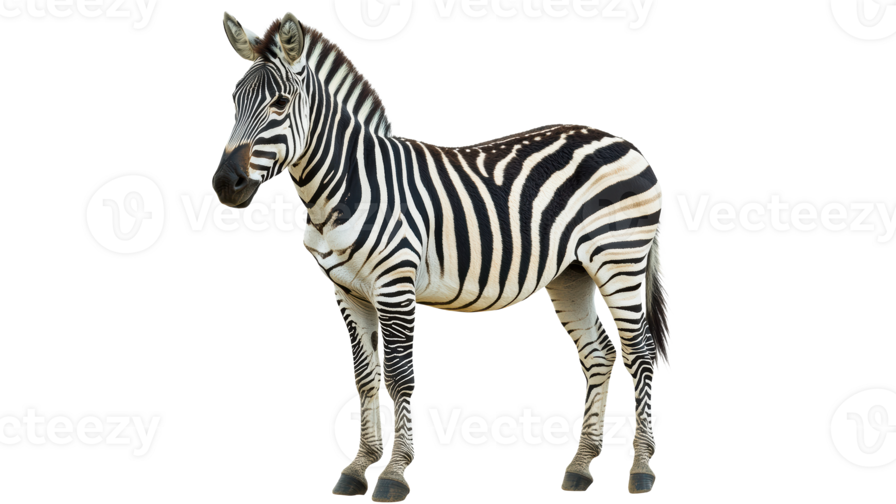 Unique zebra stands proudly with striking stripes png