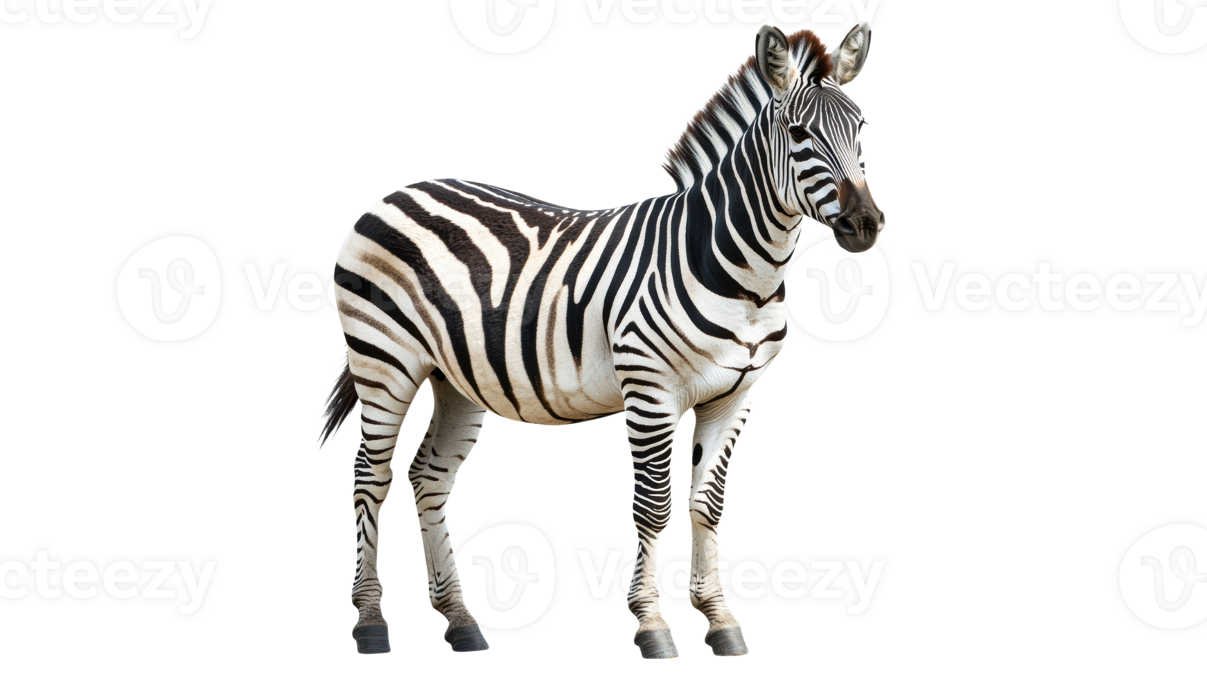 Striking zebra stands in vibrant savanna landscape png