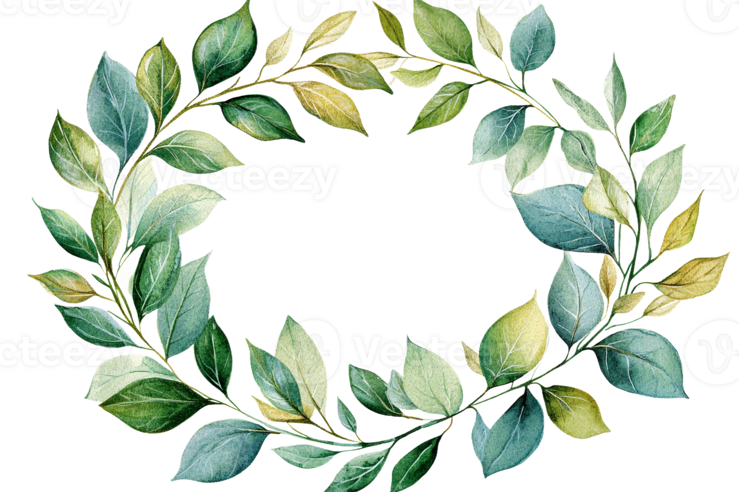 Leaf wreath design with varied foliage png