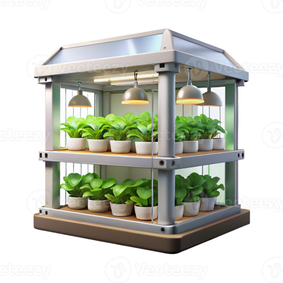 elegant abstract Indoor Vertical Farming System Illustration Bright White Lighting Transparent high resolution png