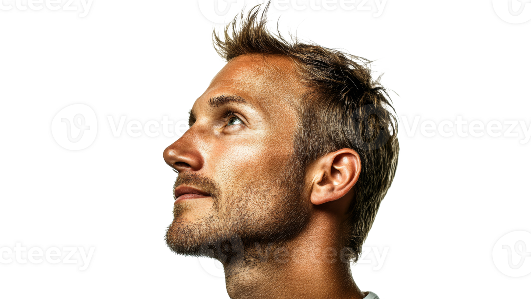 Man with stylish hair and thoughtful eyes png
