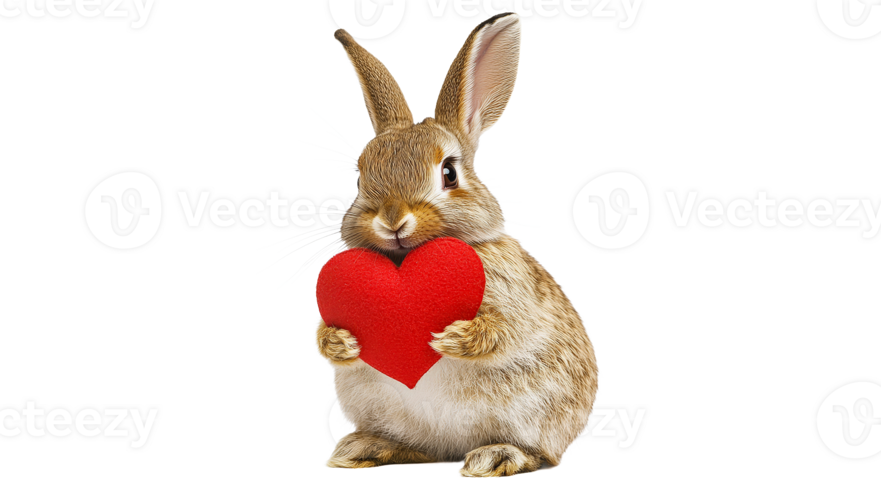Cute rabbit holding red heart for celebration png