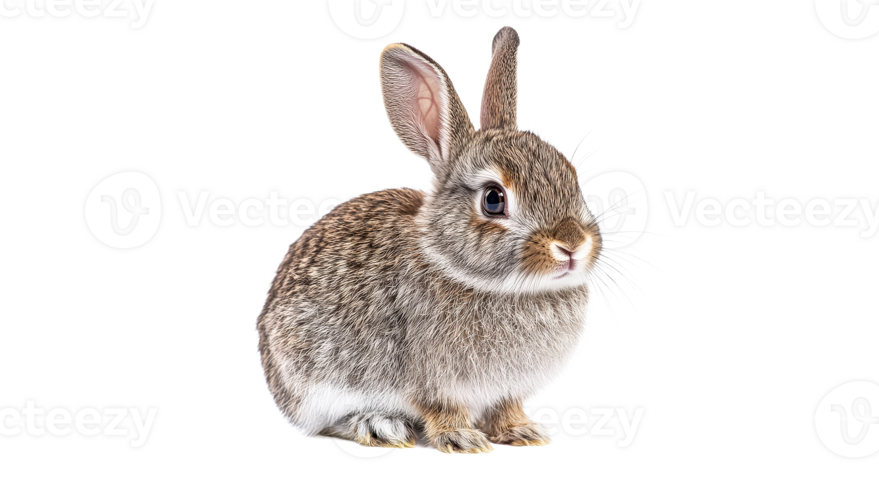 Cute rabbit sitting quietly and looking around png