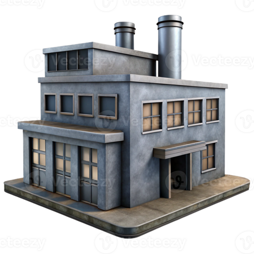 magnificent vintage Industrial Building Design Grey Tones Transparent Background detailed png