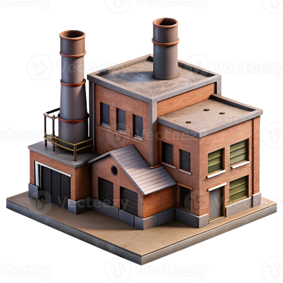 extraordinary traditional Industrial Building Complex Side Angle Isolated original png